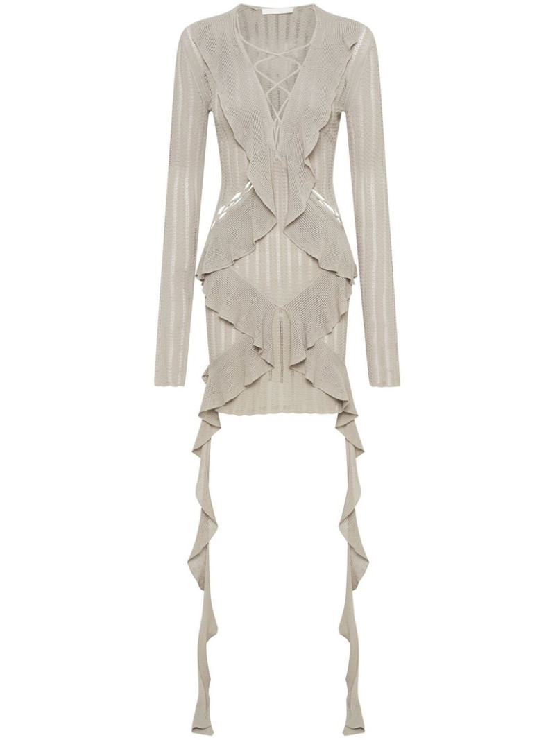 ruffled pointelle-knit mini dress 1