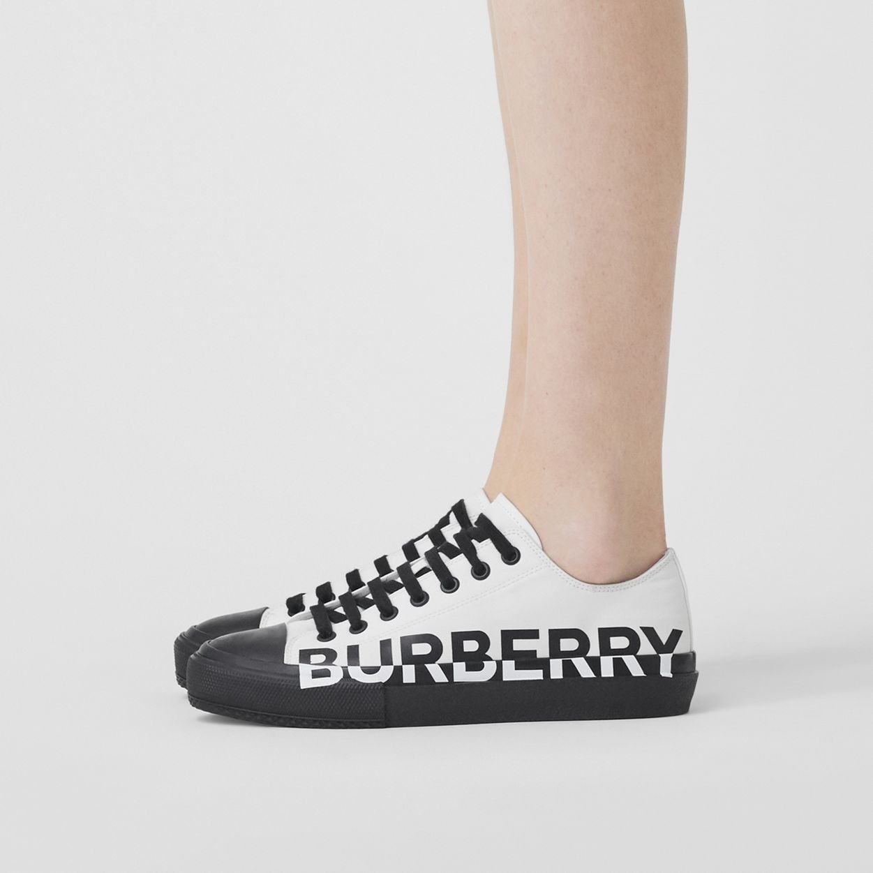 Logo Print Two-tone Cotton Gabardine Sneakers - 1