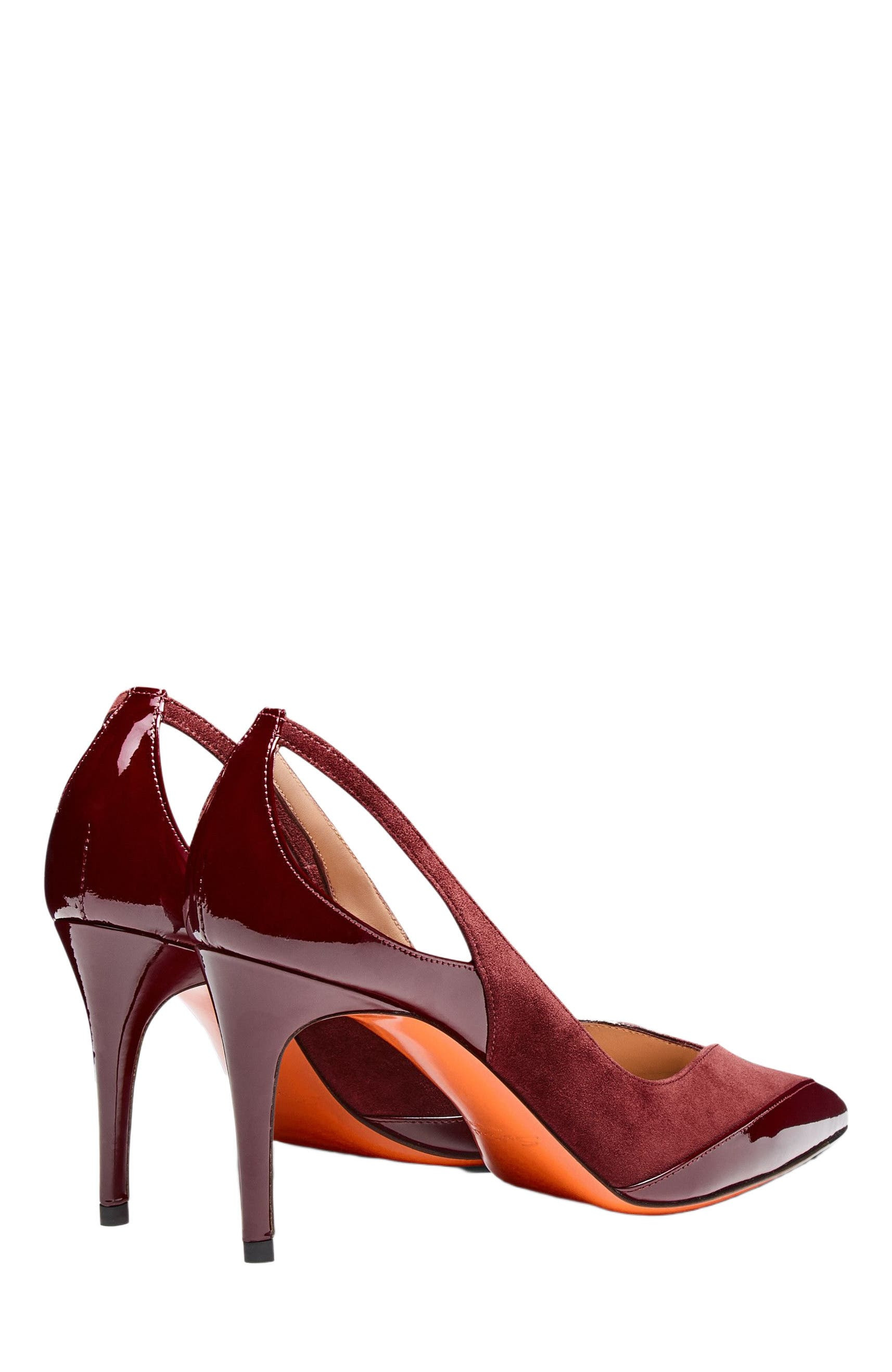 Santoni Women's patent leather and suede high-heel pump in Burgundy at Nordstrom - 4