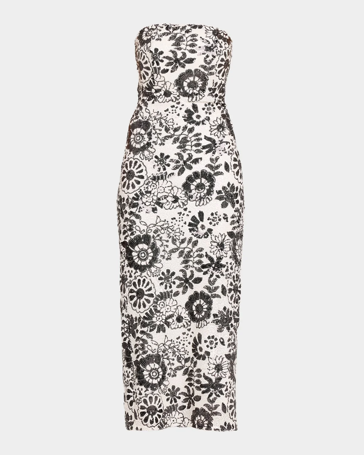 Bonnie Strapless Floral Sequin Column Midi Dress - 1