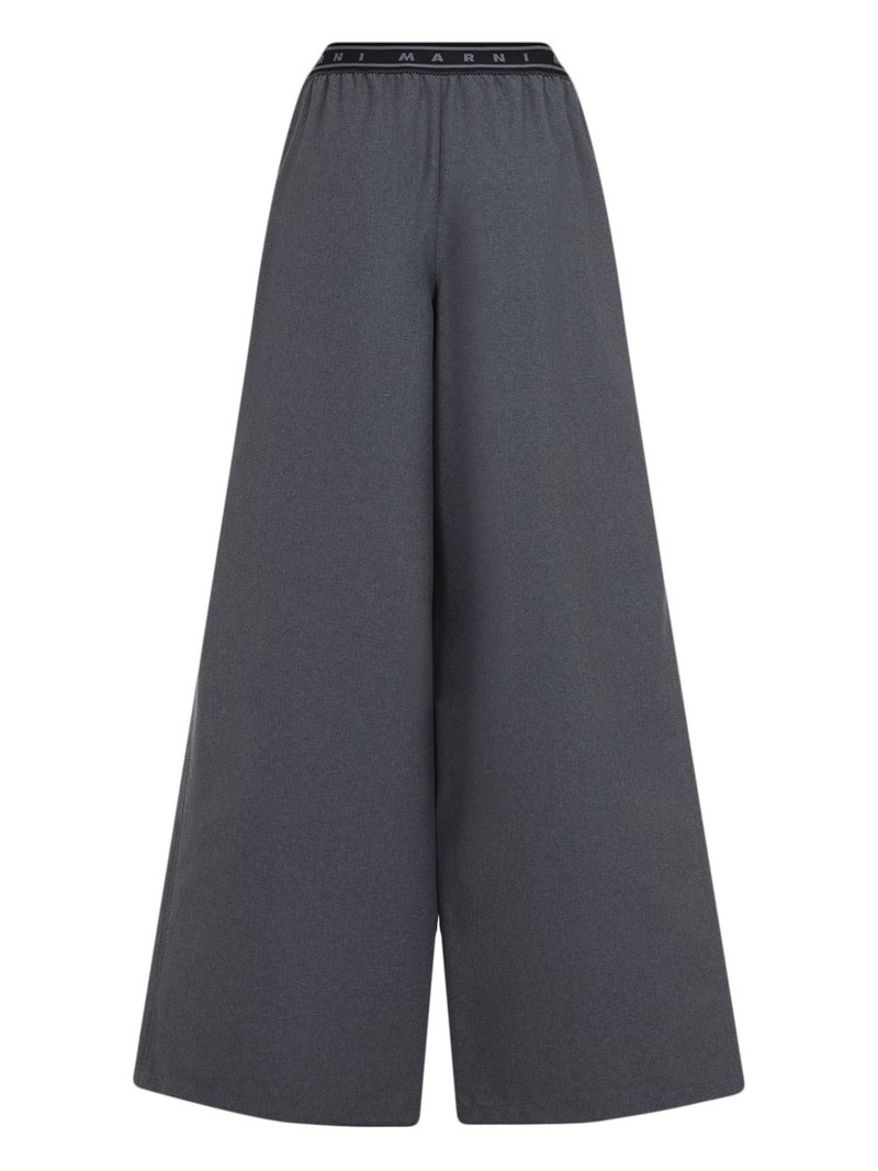 Marni logo-band wool trousers outlook