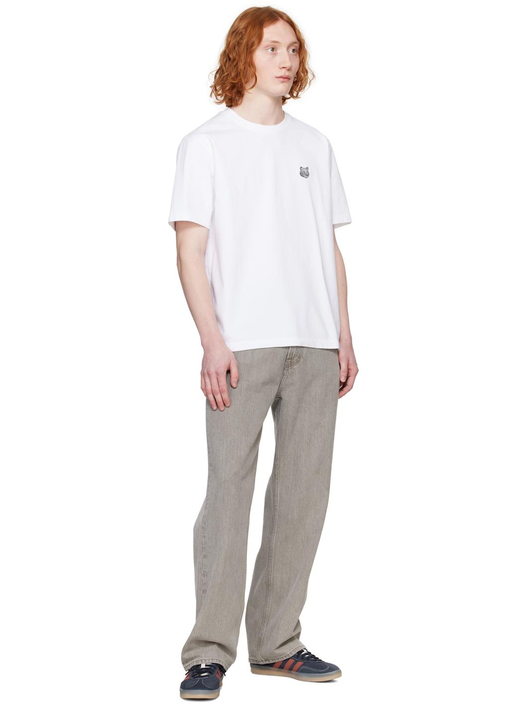White Bold Fox Head Patch Comfort T-shirt - 4
