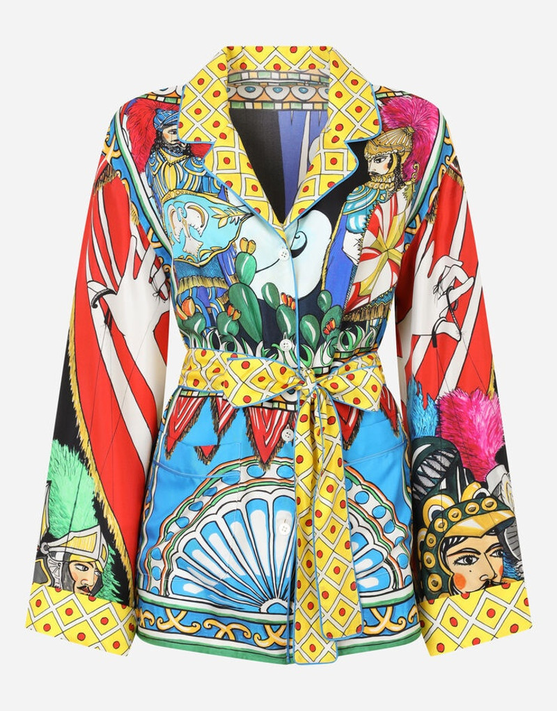 Belted Carretto-print 잠옷 셔츠 3