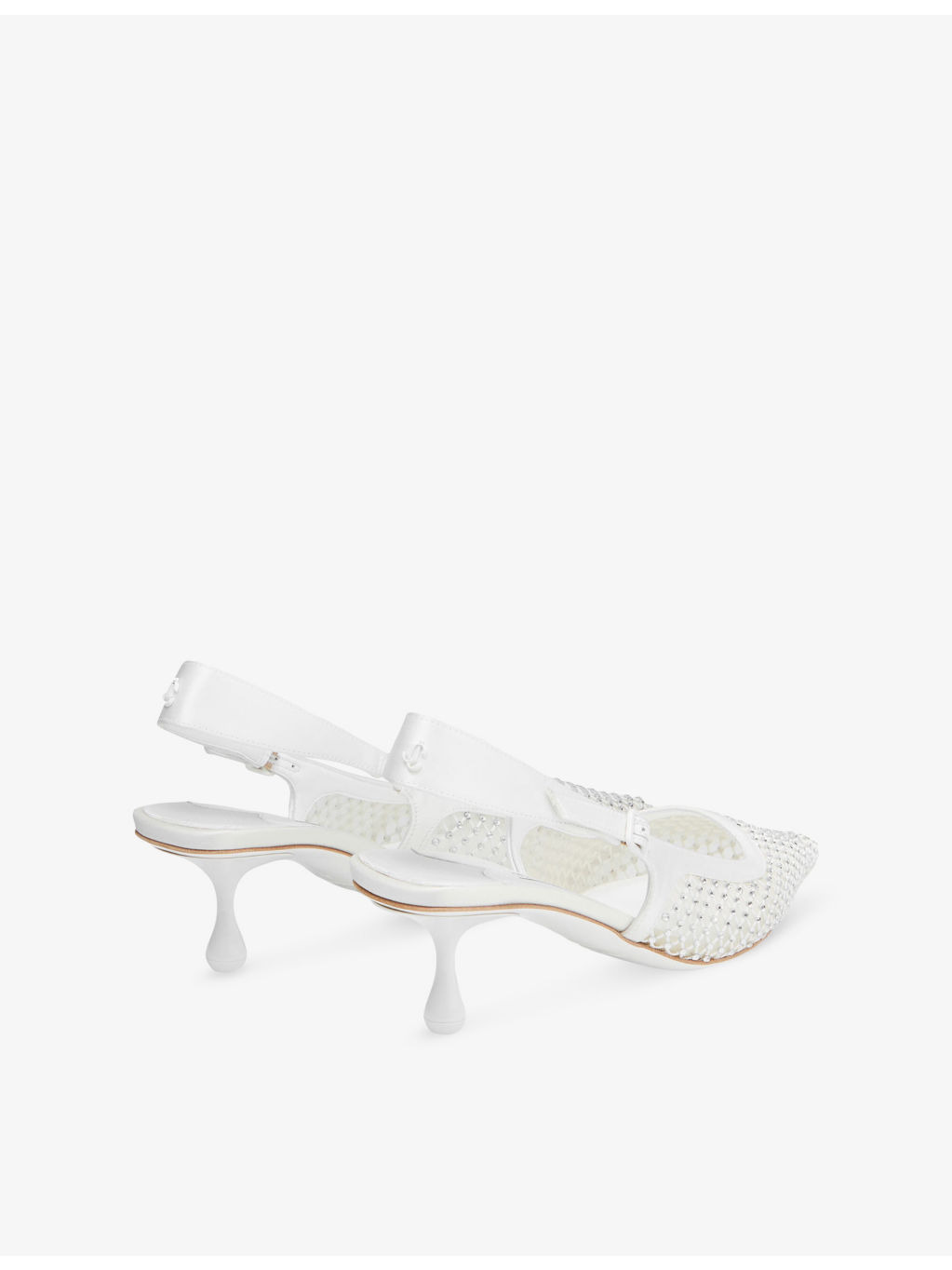Amel Crystal-Mesh Heeled Satin Pumps - 4