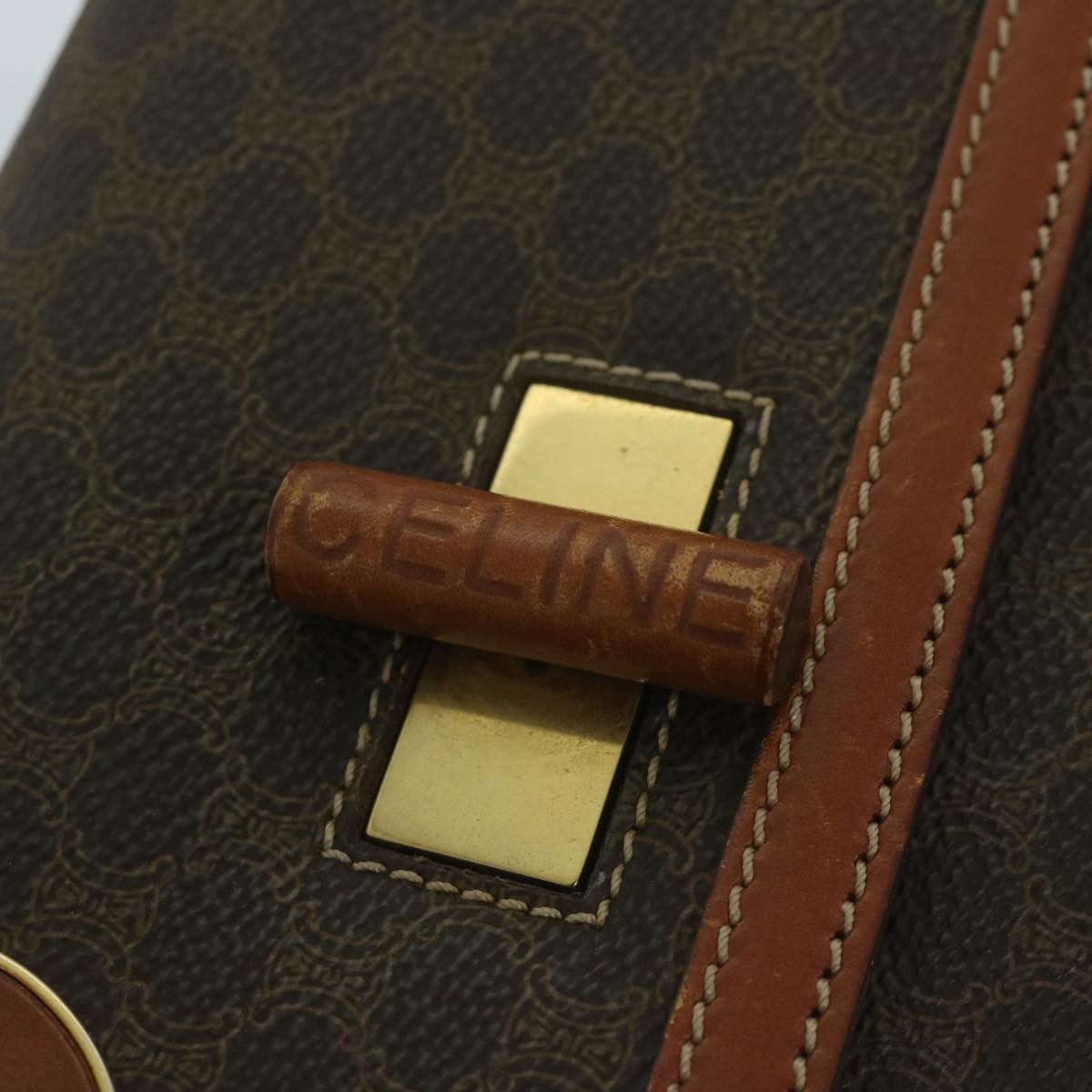 CELINE Macadam Canvas Hand Bag Pvc Leather Brown - 10