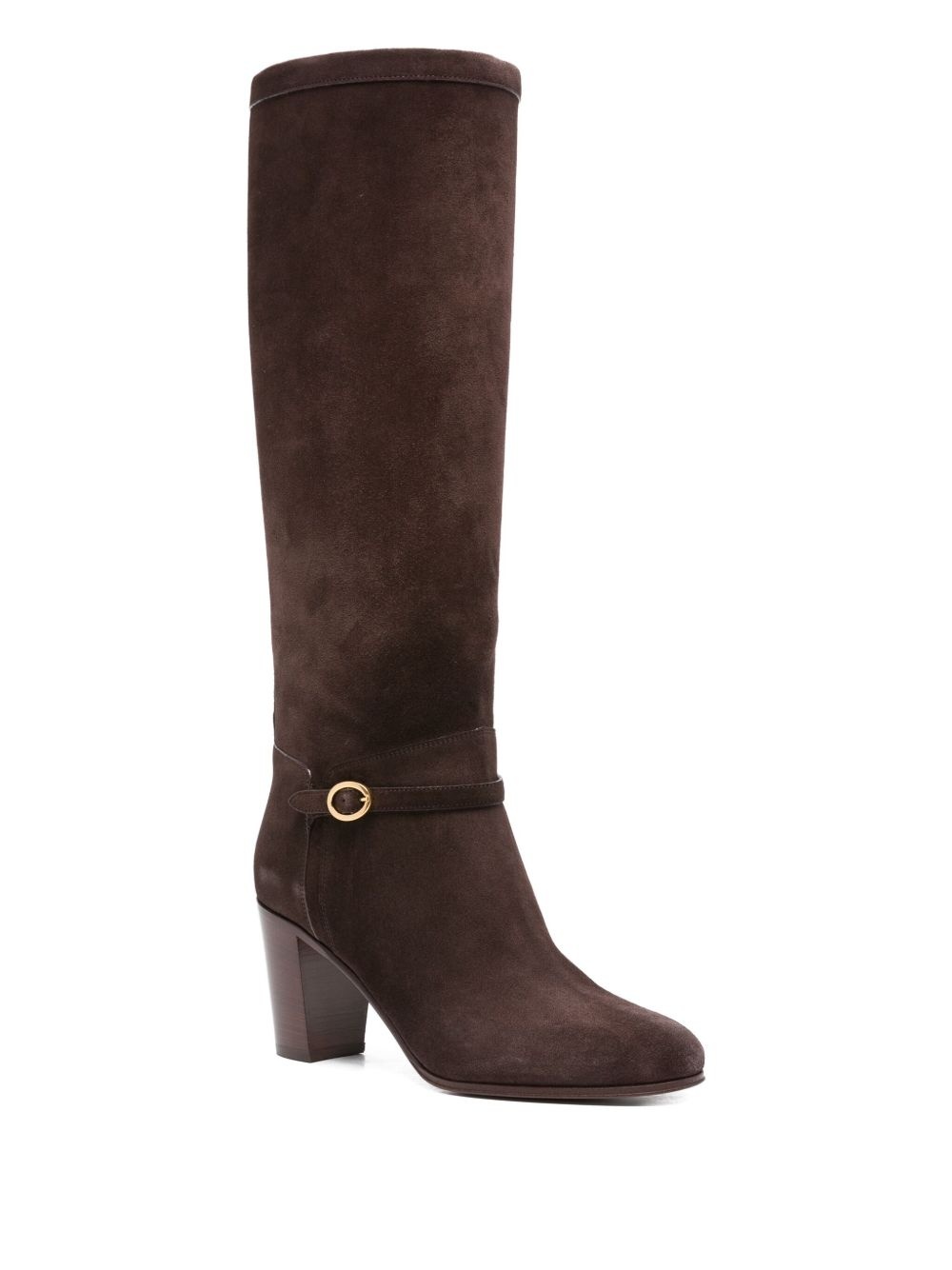 70mm buckle-detail suede boots - 2