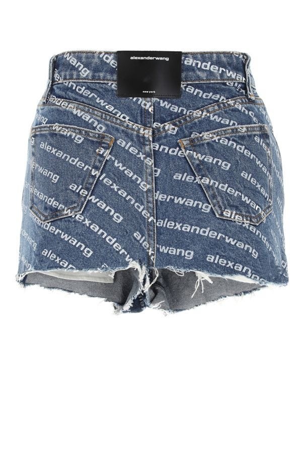 Printed denim shorts - 2