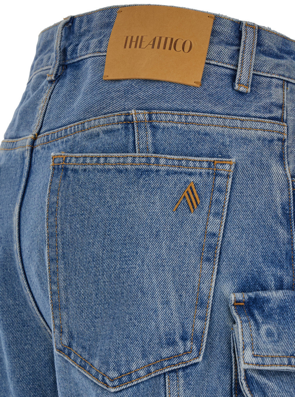 The Attico Women 'Fern' Blue Cargo Jeans With Logo Patch In Denim Woman - 3