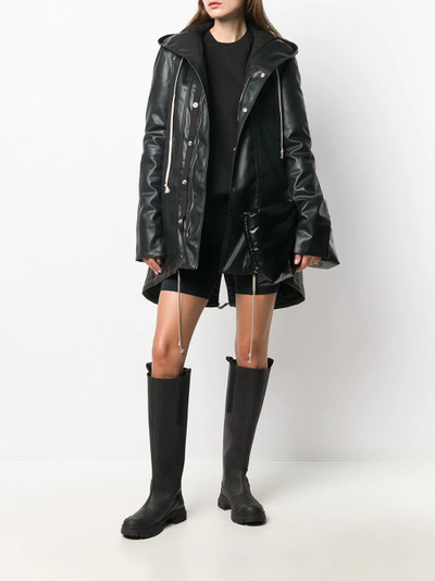 Rick Owens DRKSHDW faux-leather hooded coat outlook