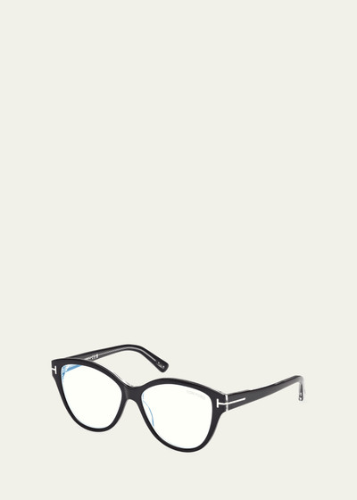 TOM FORD Blue Blocking Rounded Acetate Cat-Eye Glasses outlook