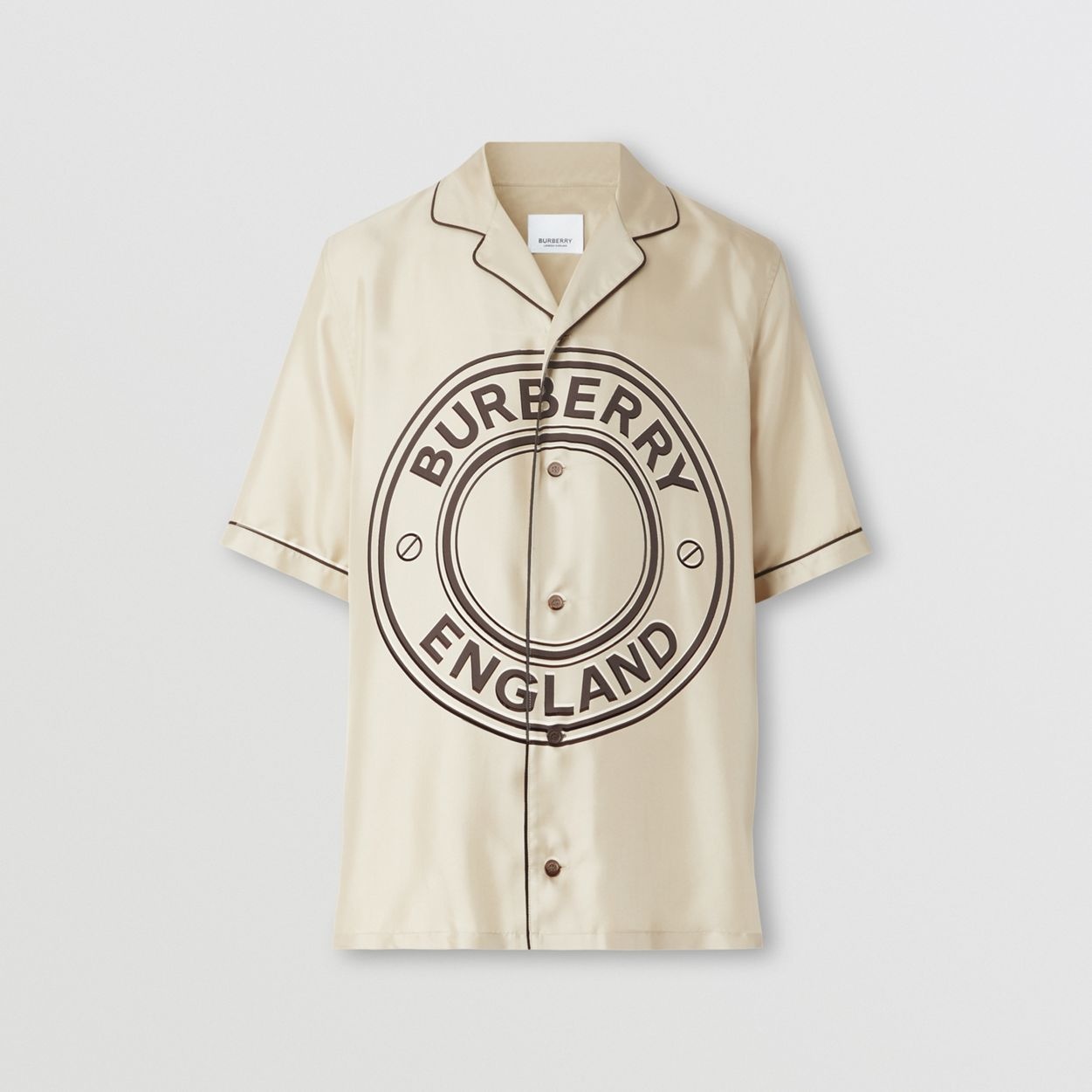 Short-sleeve Logo Graphic Silk Twill Shirt - 1