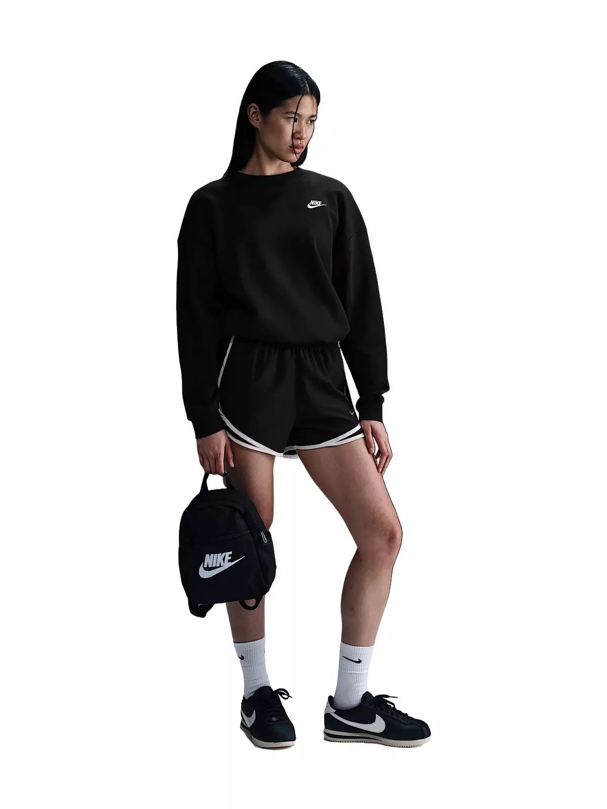 Women's Sportswear Club Fleece Loose Crew-Neck Sweatshirt -Black - 4