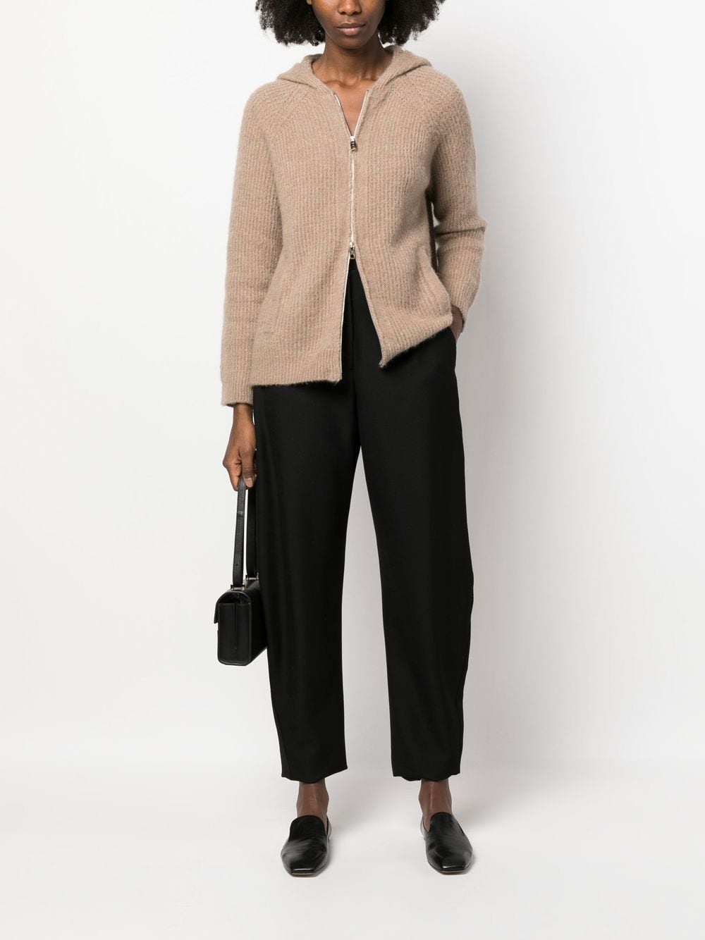 hooded zip-front cardigan - 2