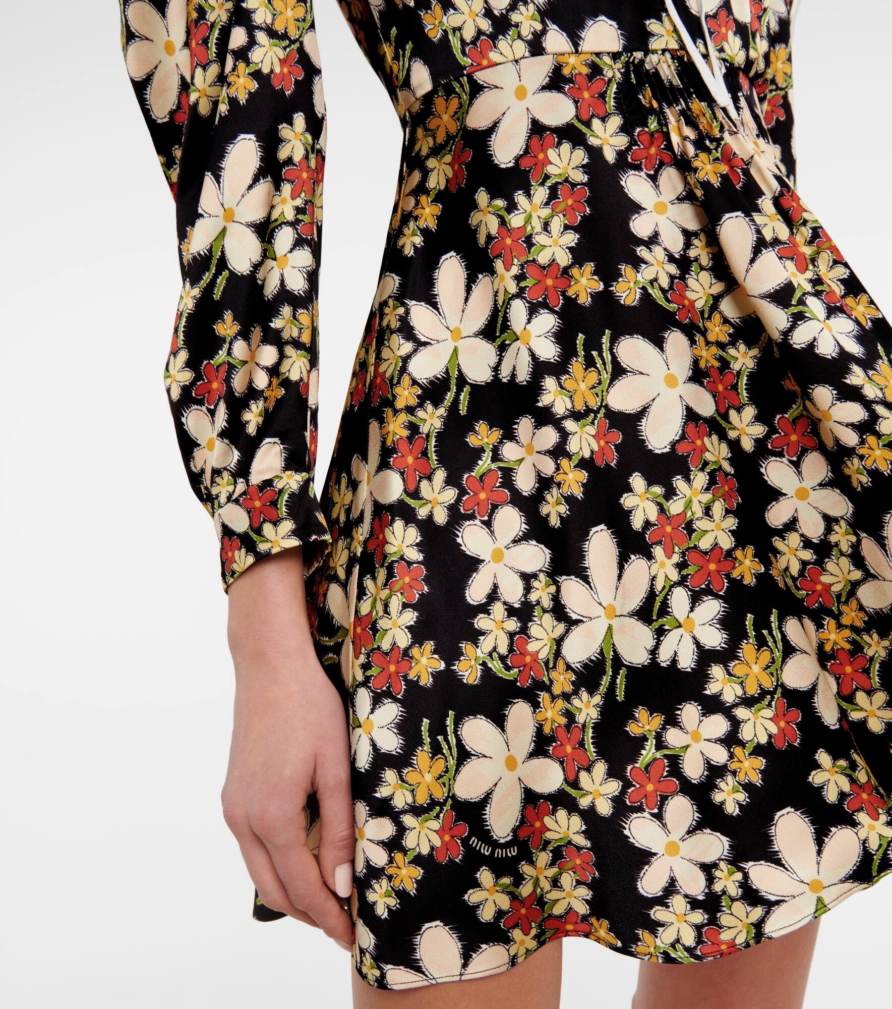 Floral satin sablé minidress - 5
