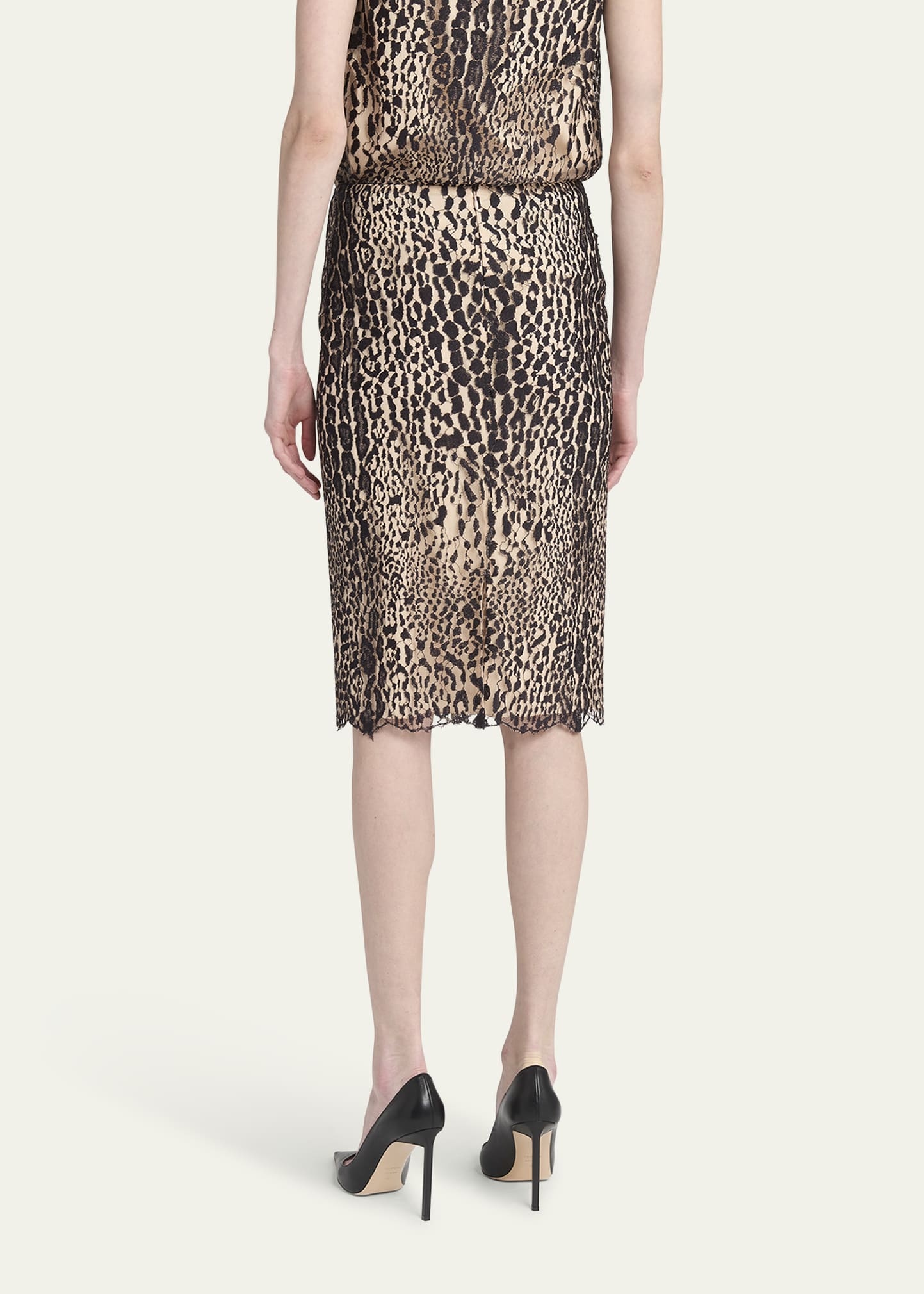 Leopard Lace Pencil Skirt - 3