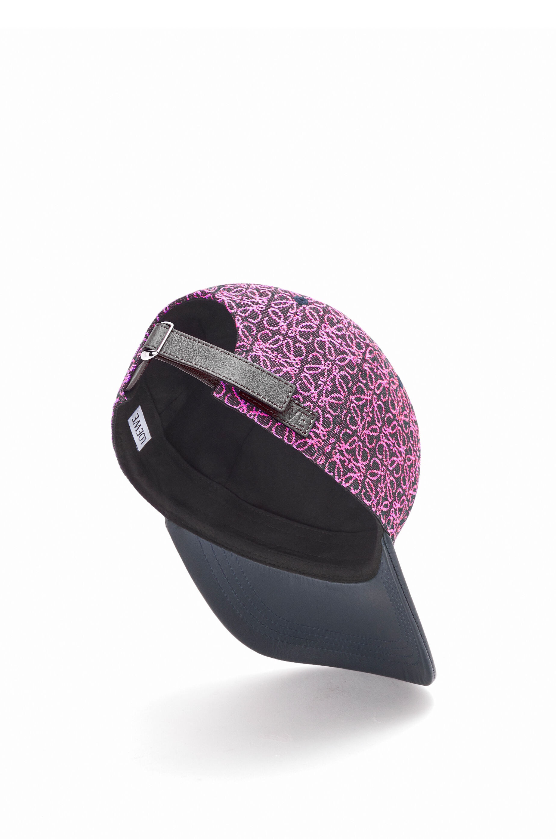 Anagram cap in jacquard and calfskin - 2
