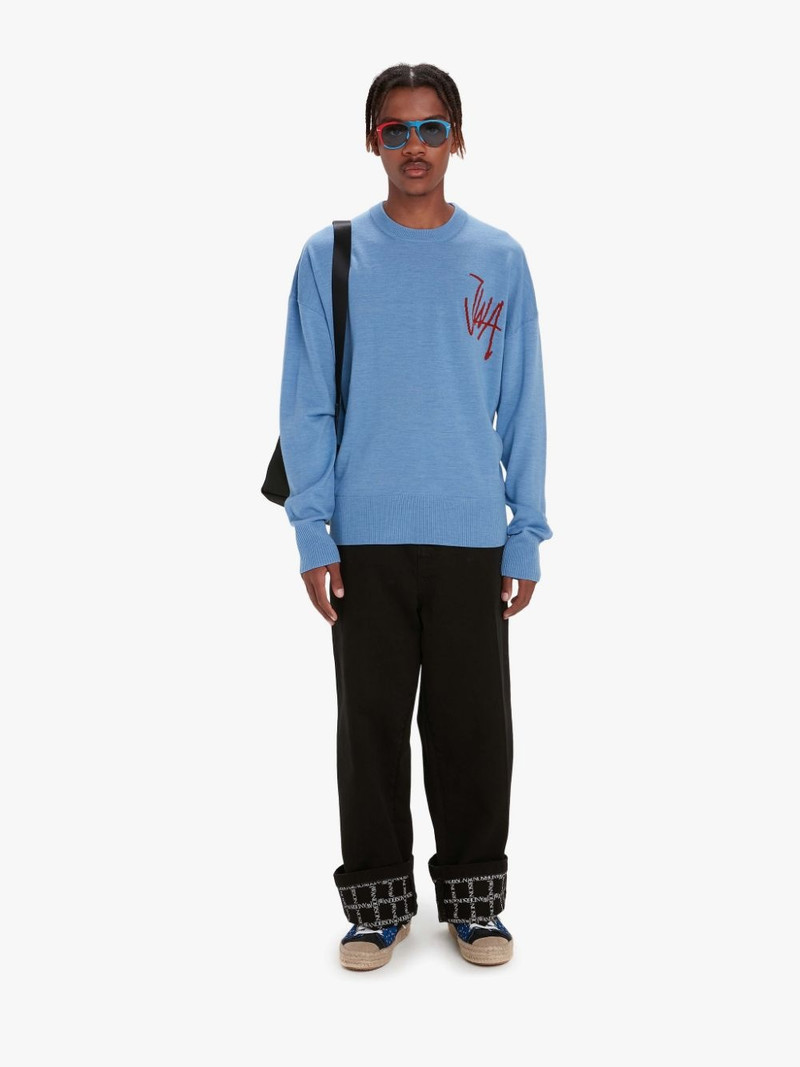 JW Anderson LOGO GRID CUFF WIDE LEG JEANS outlook