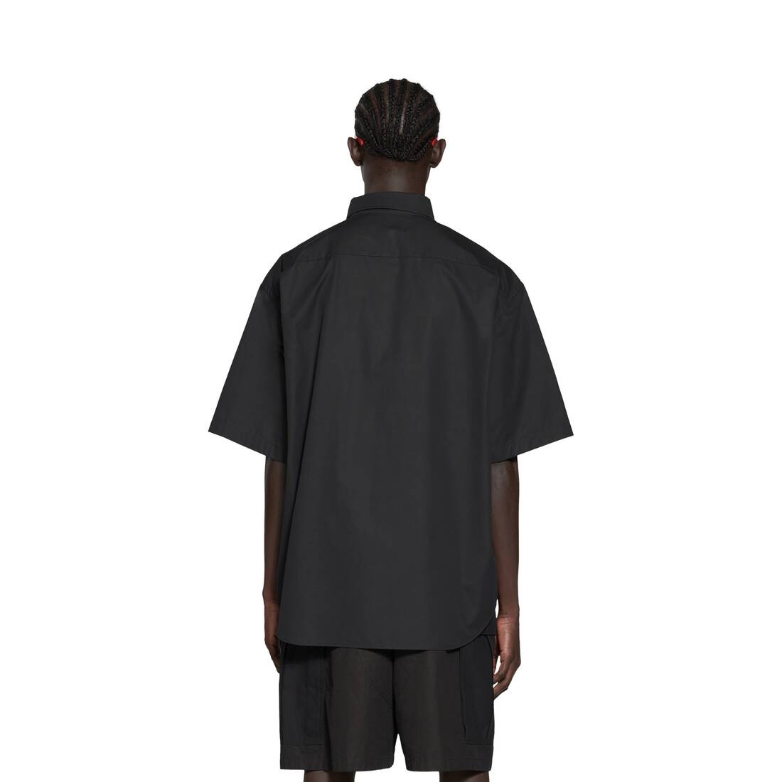 Men's Mirror Balenciaga Short Sleeve Shirt Large Fit in Black - 4