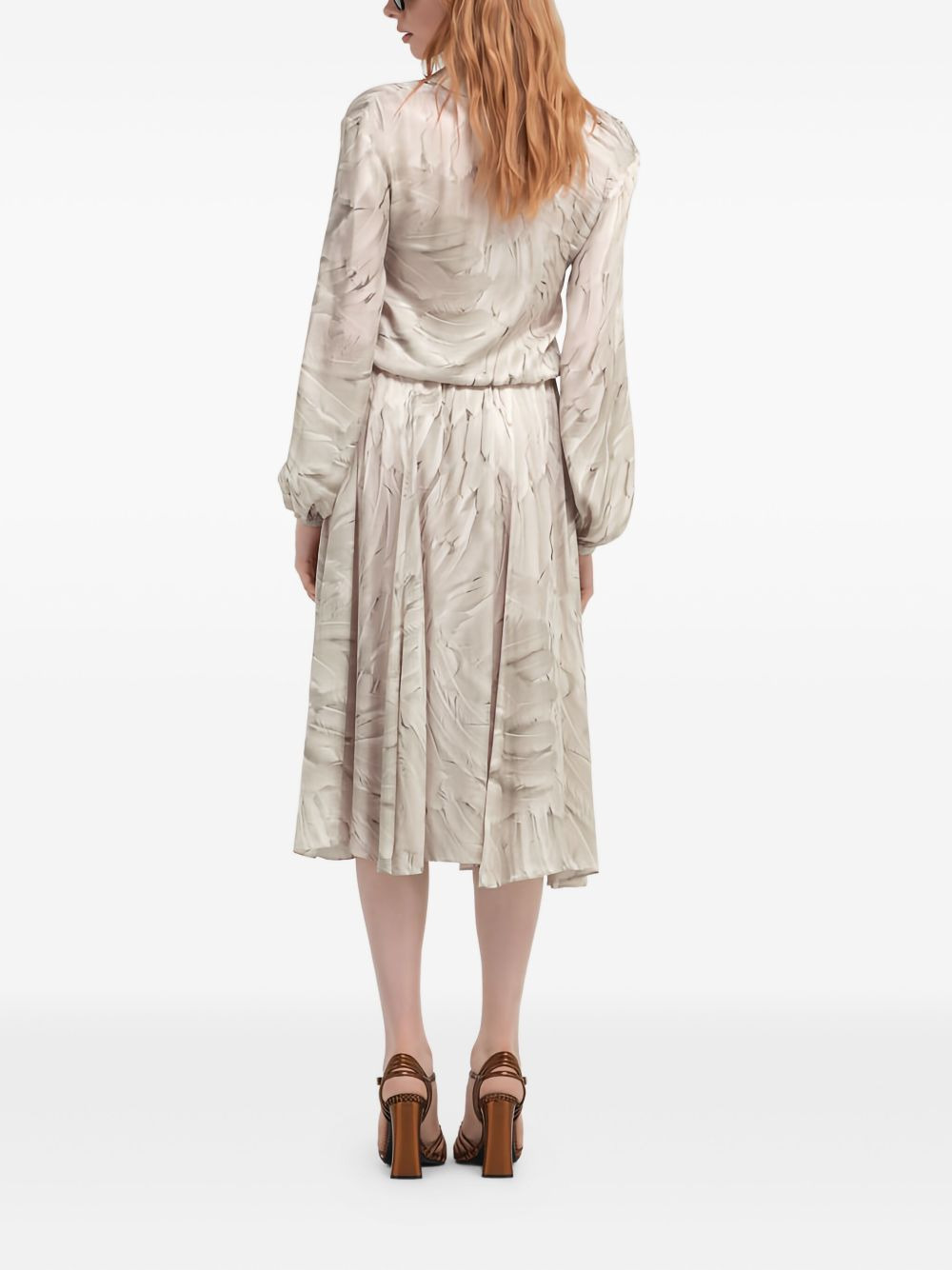 feather-print midi shirt dress - 4