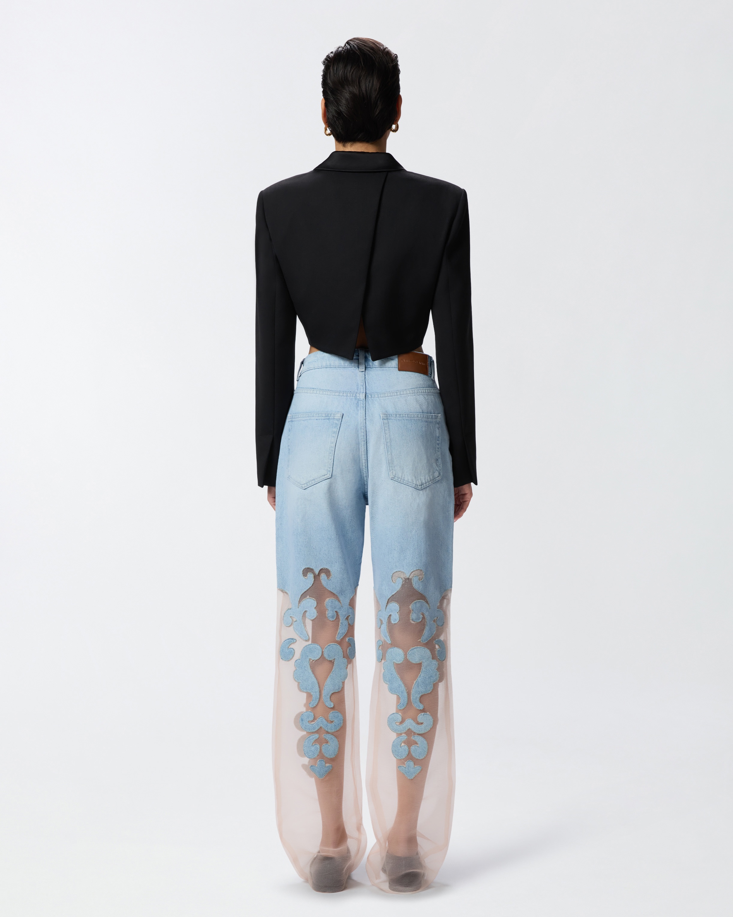 LOOSE JEANS WITH TRANSPARENT ORGANZA - 4