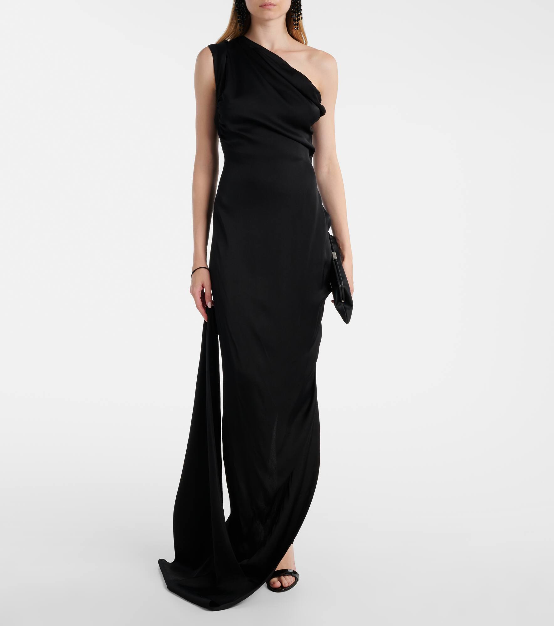 Andreas draped one-shoulder satin gown - 2