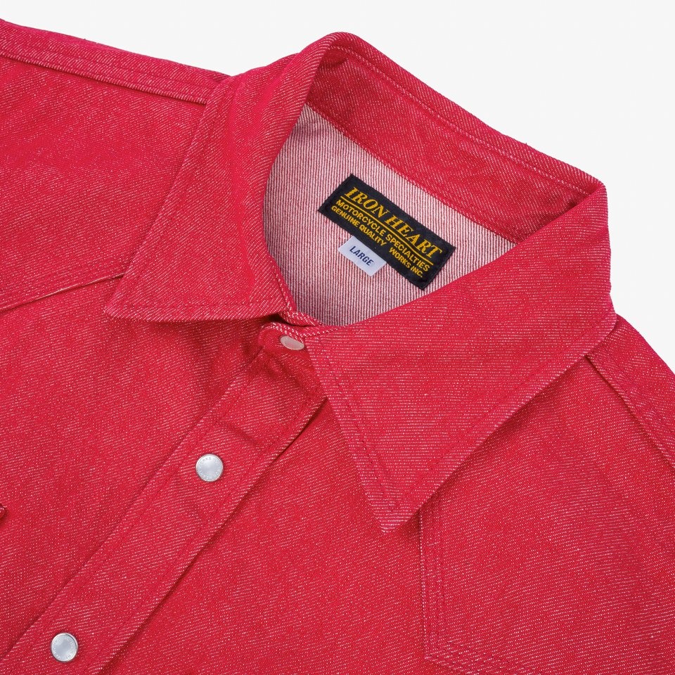 IHSH-396-RED 13.5oz Denim Western Shirt - Red - 5