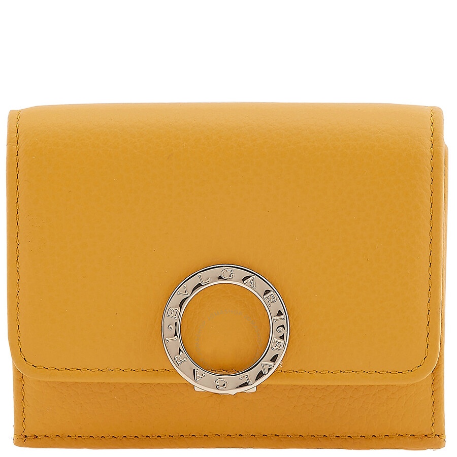 Bvlgari Yellow Mini Compact Leather Wallet - 1