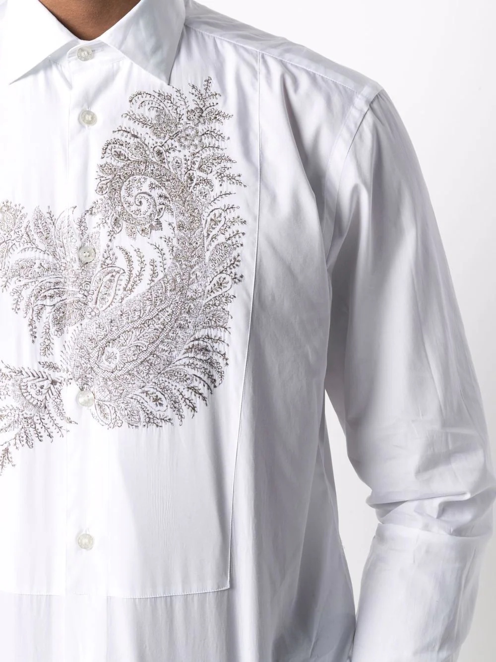 paisley-embroidery cotton shirt - 5