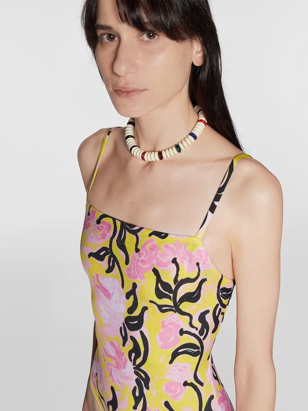 ONE-PIECE SWIMMING COSTUME IN YELLOW FLOREAL STRIPE PRINT - 4