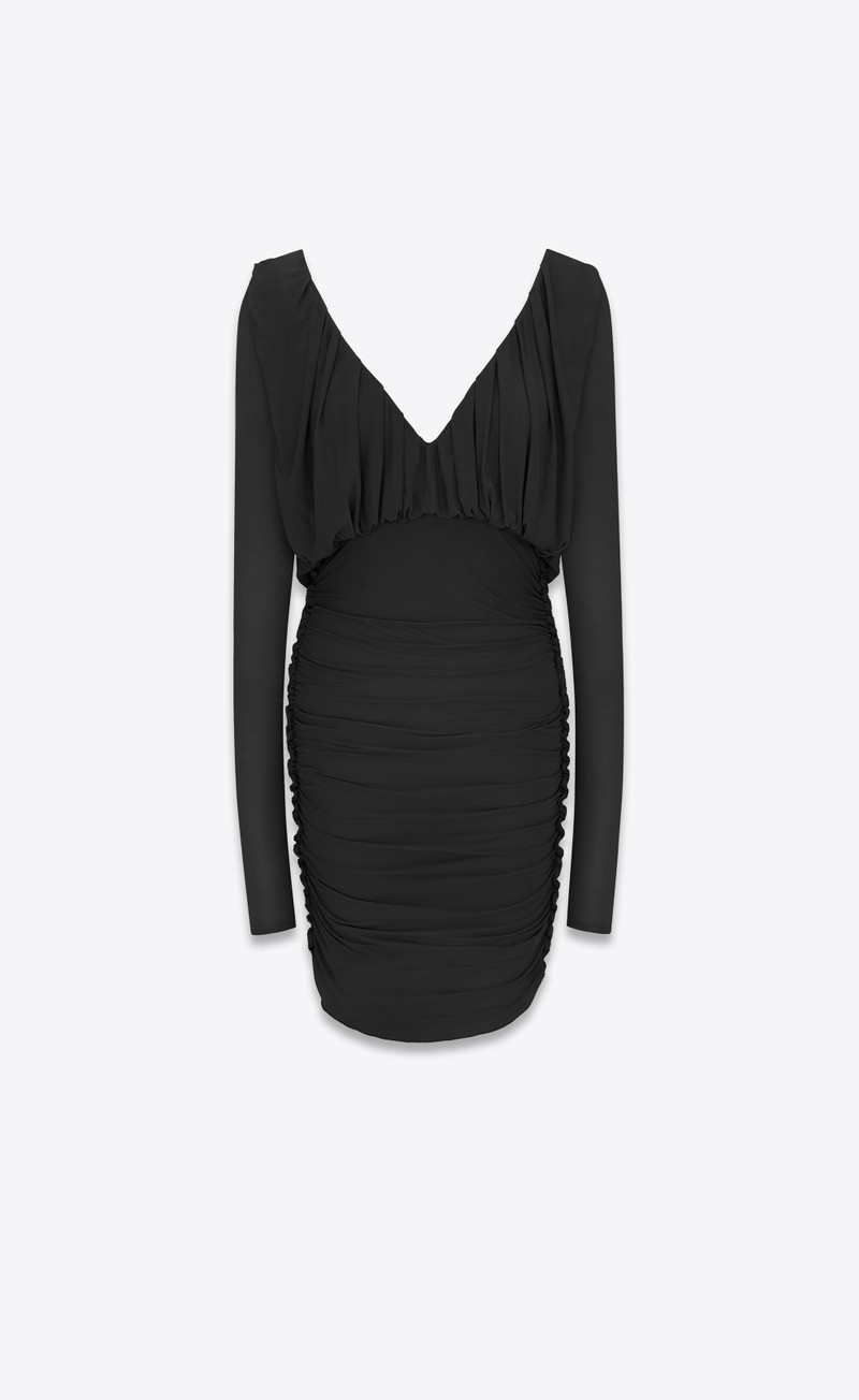 draped V 목 미니 드레스 - 1