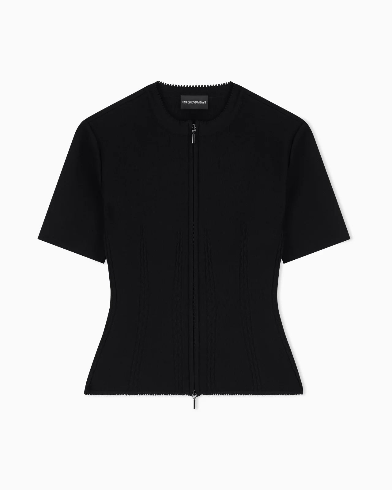 FABRIC-STITCH KNIT ZIP-UP JACKET - 1