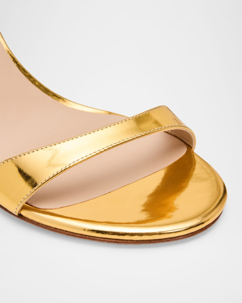 85mm Babette Metallic Leather Ankle-Strap Sandals 5