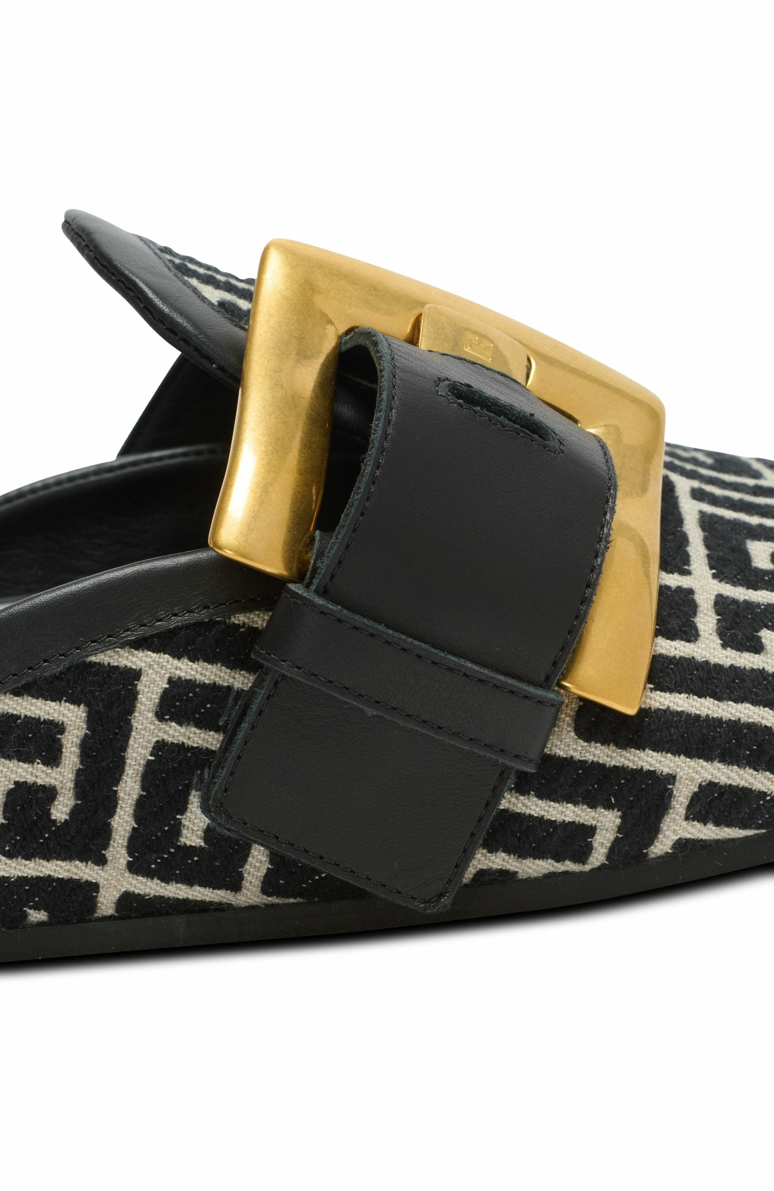 Balmain Anthem Mules In Jacquard Canvas With Pb Monogram in Black at Nordstrom - 8