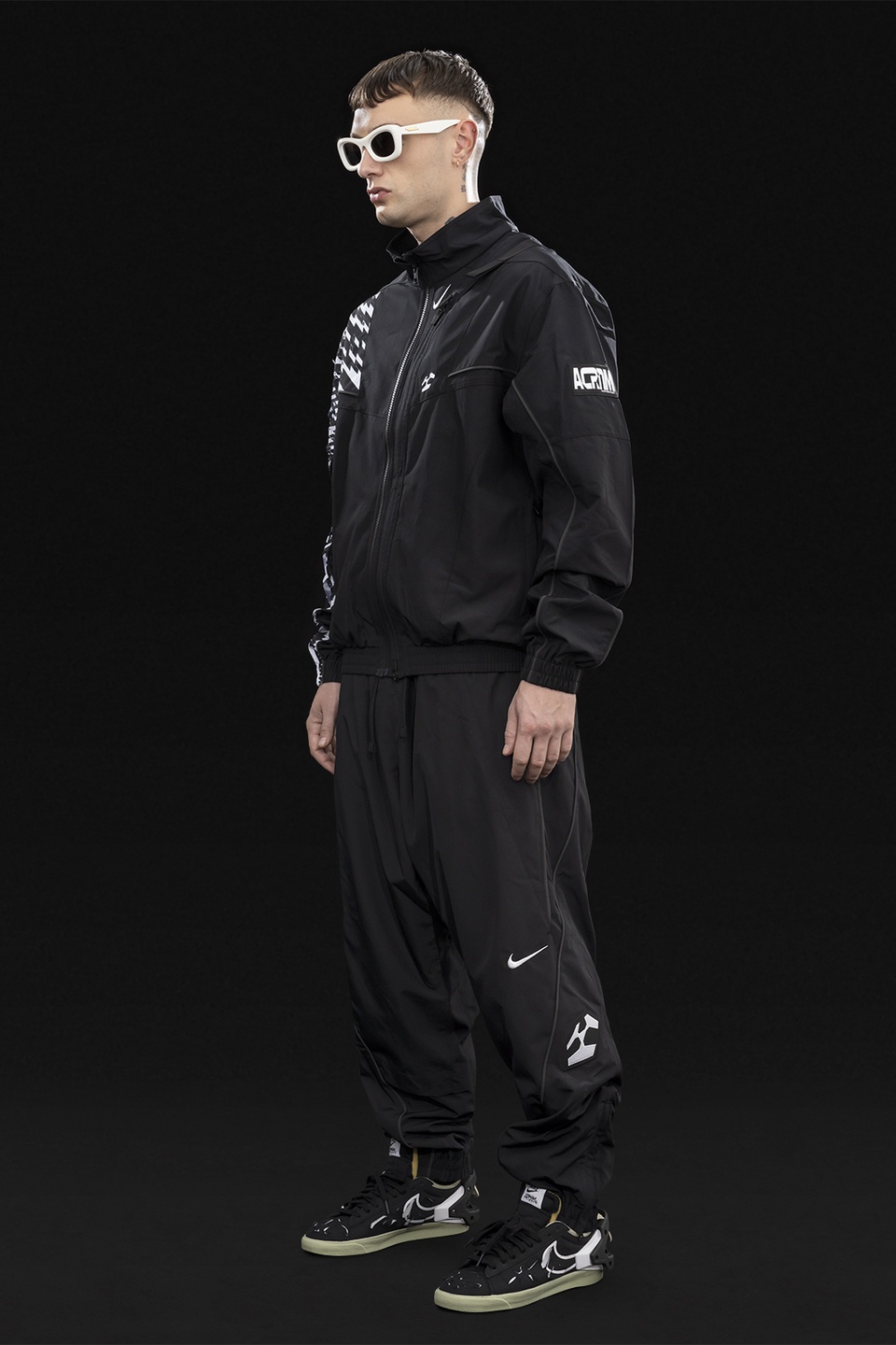 GGG-J2-011 Nike® Acronym® Track Jacket Woven Black/Black/White/Black - 7