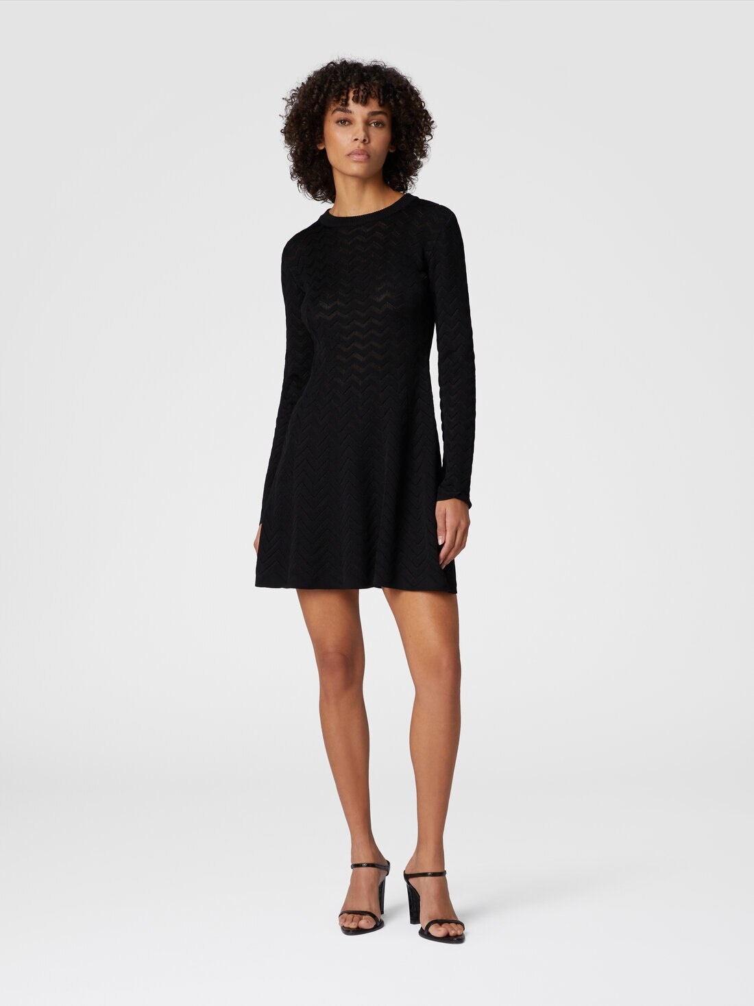 Tone-on-tone chevron long-sleeved mini-dress - 2