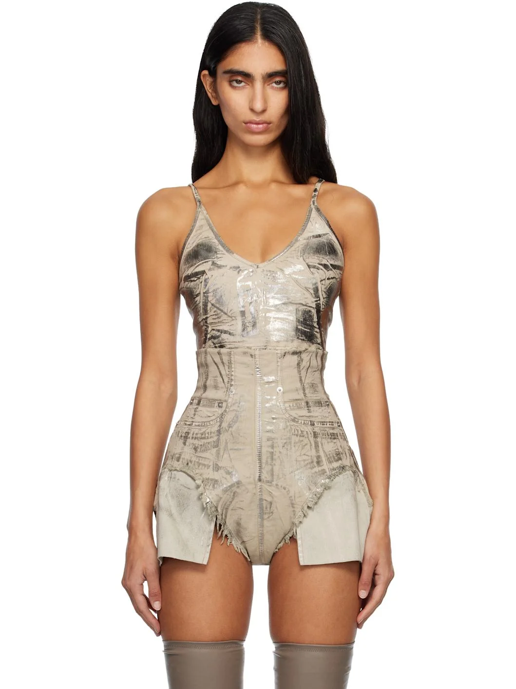 Gray Concordians Foil Denim Camisole - 1