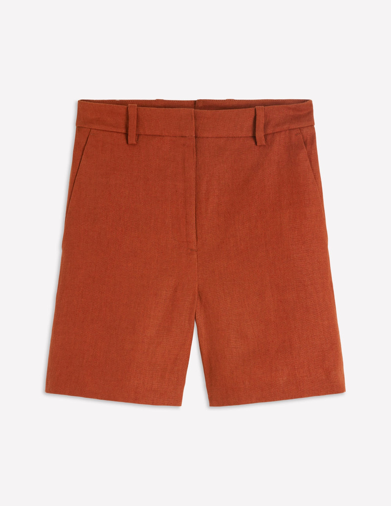 Belgravia Linen Shorts-Burnt Orange 1