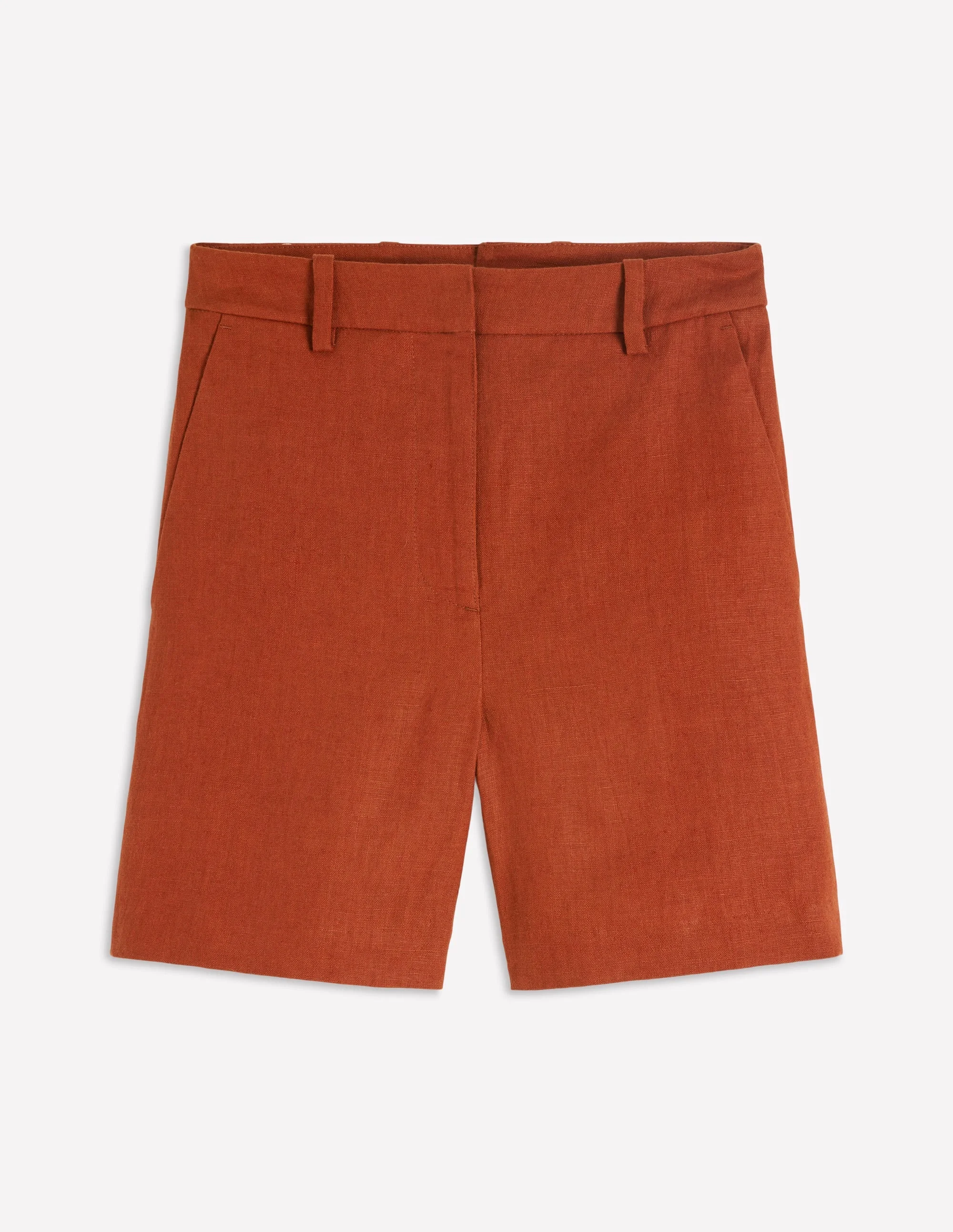 Belgravia Linen Shorts-Burnt Orange - 1