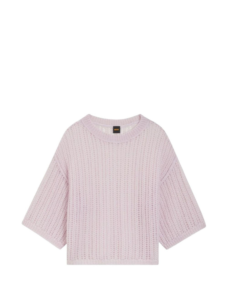 open-knit round-neck sweater 1