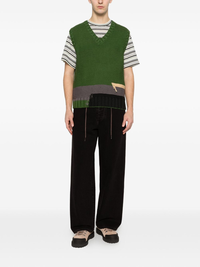 YMC V-neck colour-block vest outlook