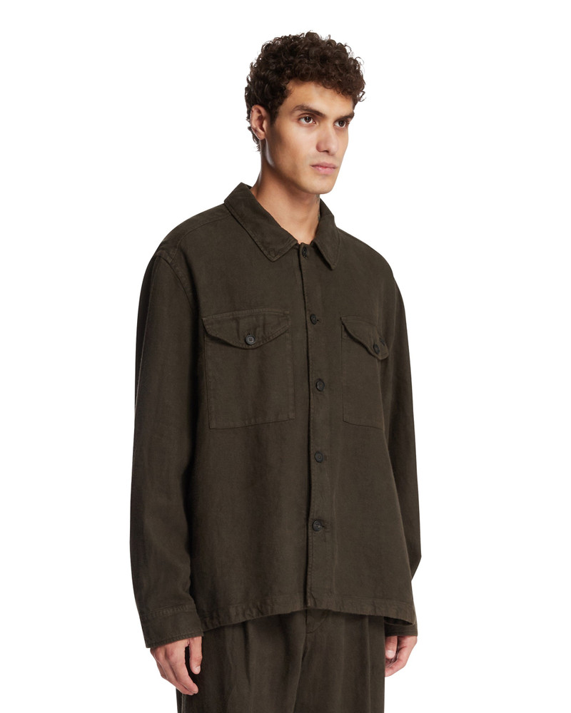 Green Emerized Linen Overshirt 4