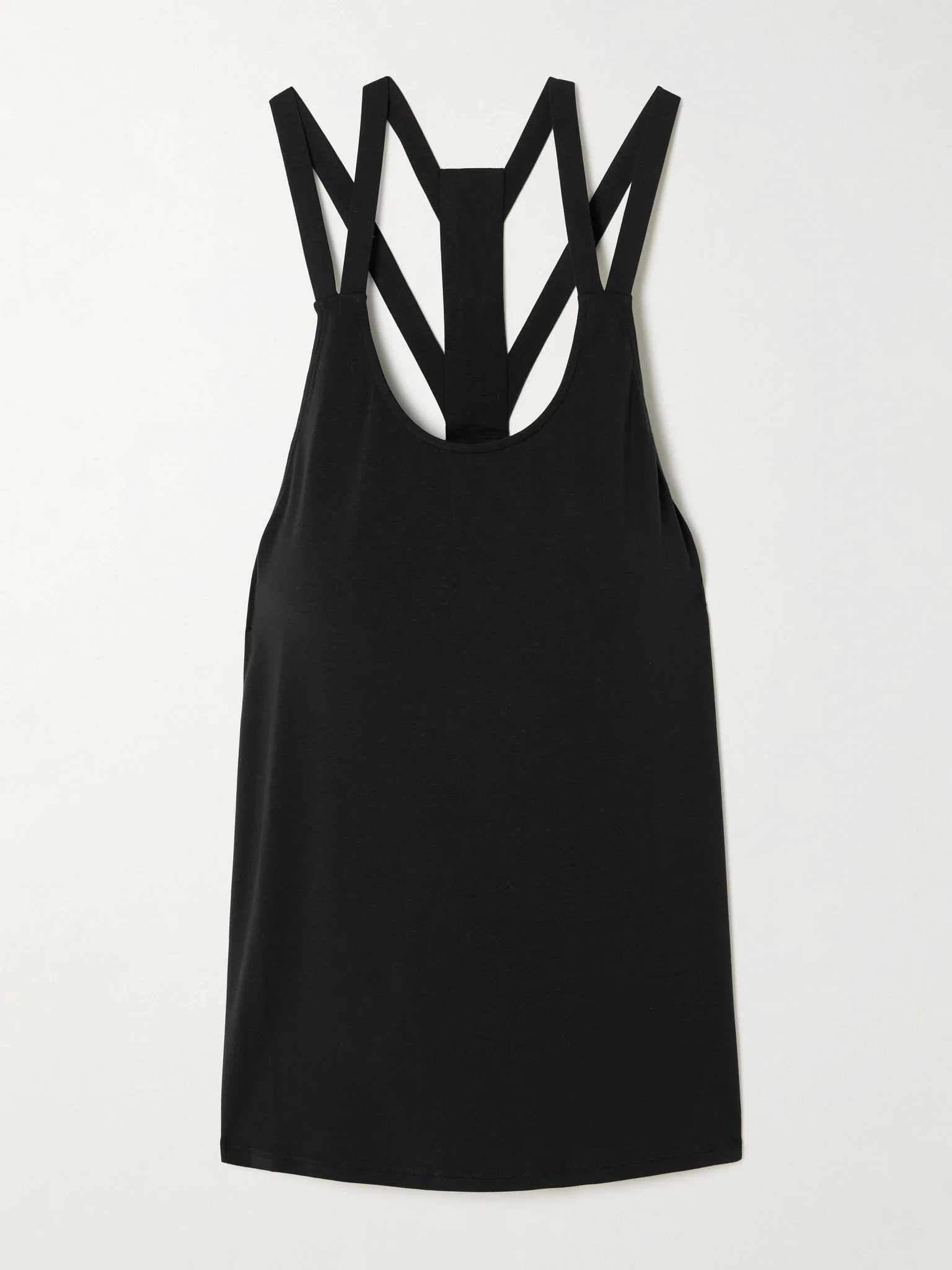 Allyson embroidered stretch-modal and silk-blend jersey tank Black - 1