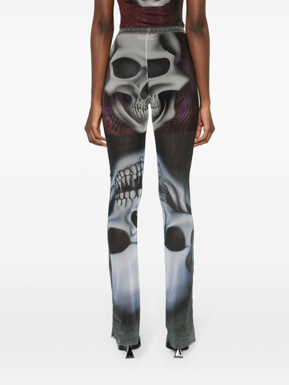 skull-print mesh flared leggings - 4