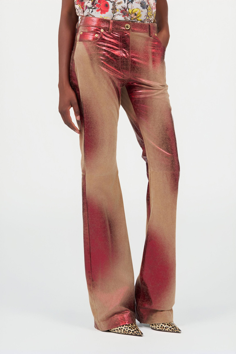 Metallic Leather Flare Pants 3