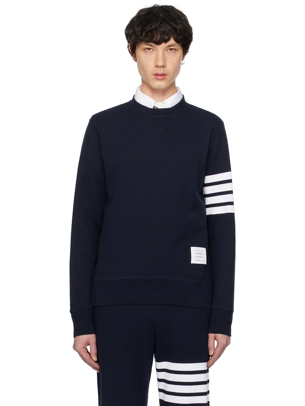Navy Classic Loopback 4-Bar Sweatshirt - 1