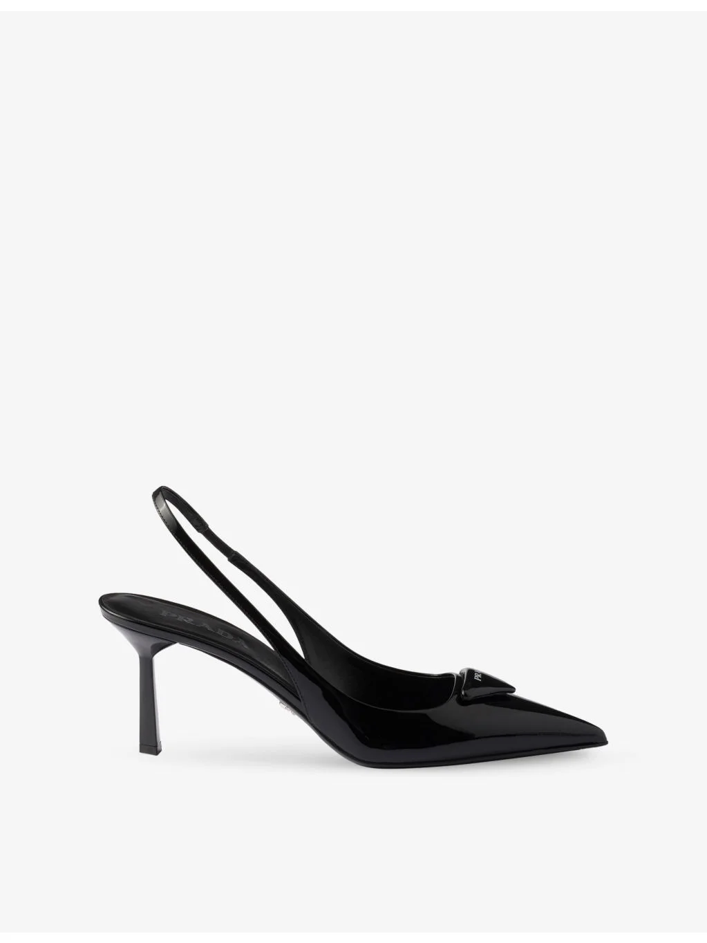 Triangle-Logo Patent-Leather Slingback Courts - 1