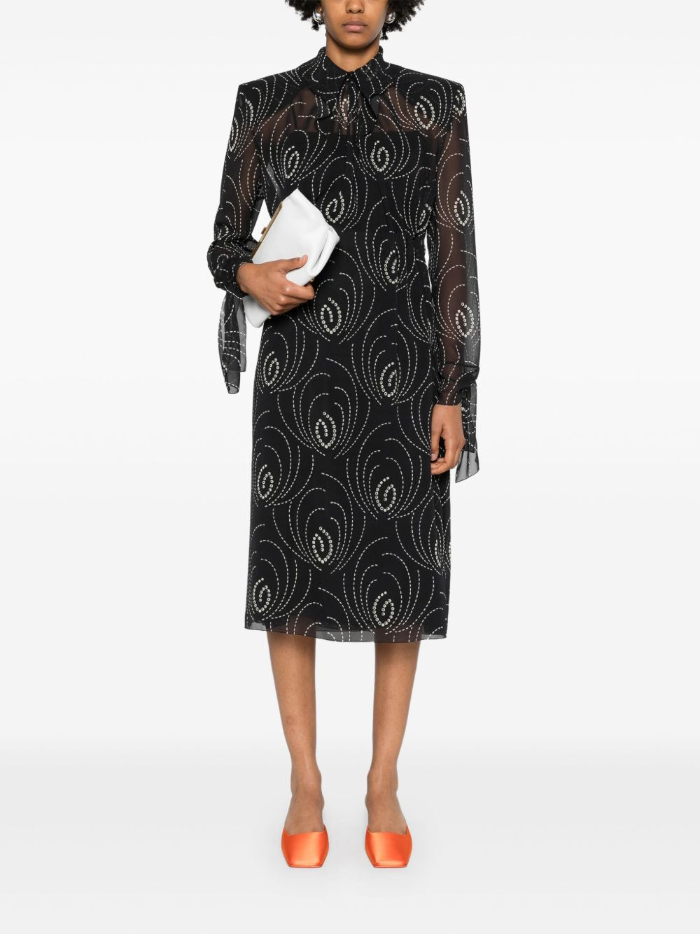 graphic-print chiffon midi dress - 2