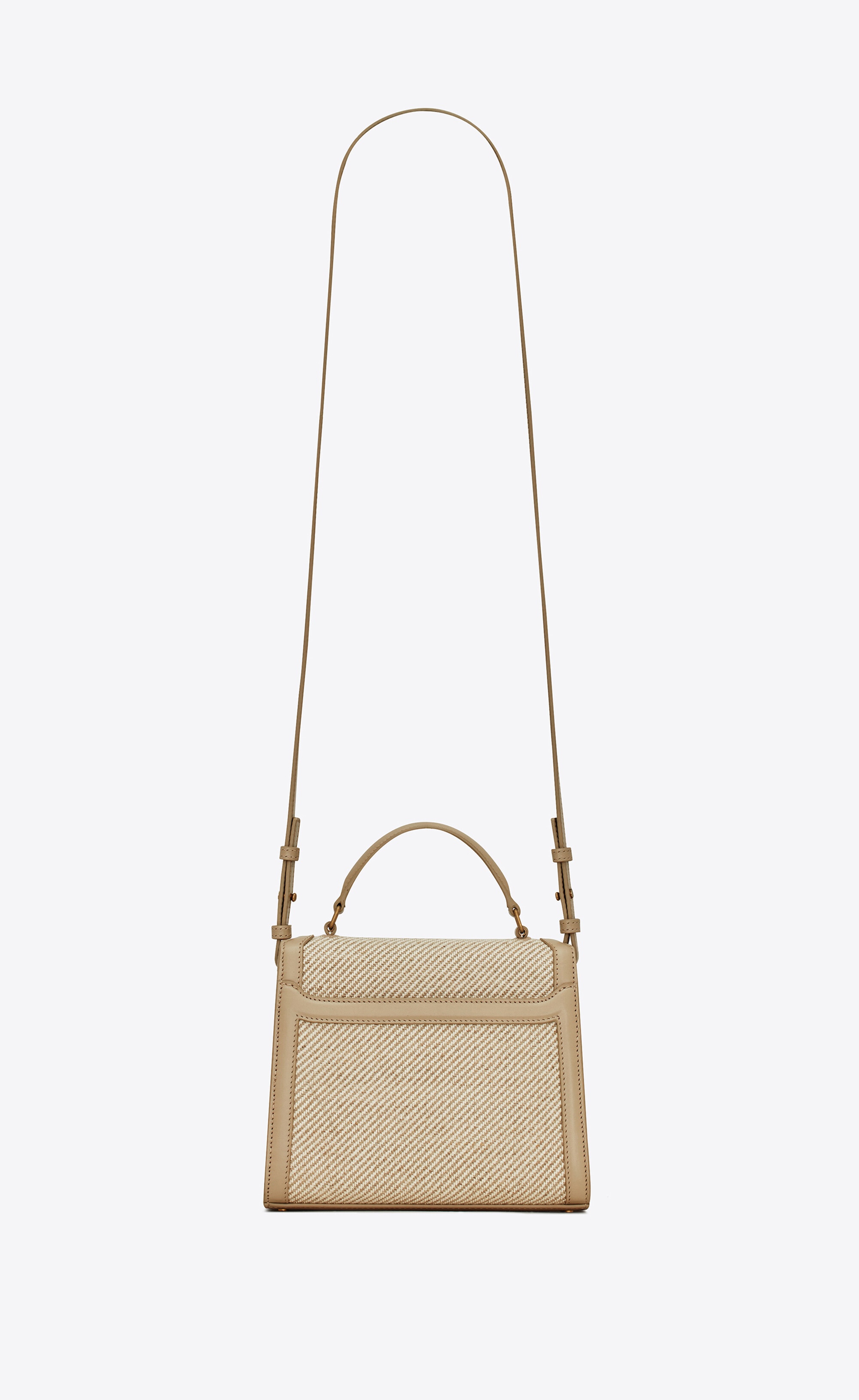 cassandra mini top handle bag in canvas and box saint laurent leather - 3