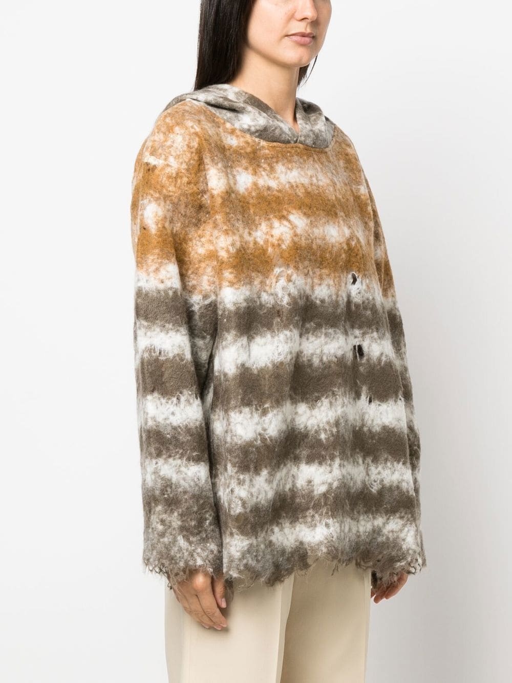distressed stripe-print hoodie - 3