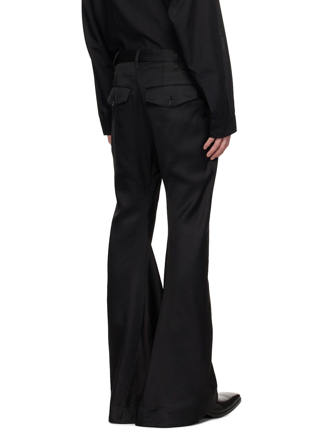 Black Flared Jet Trousers - 3